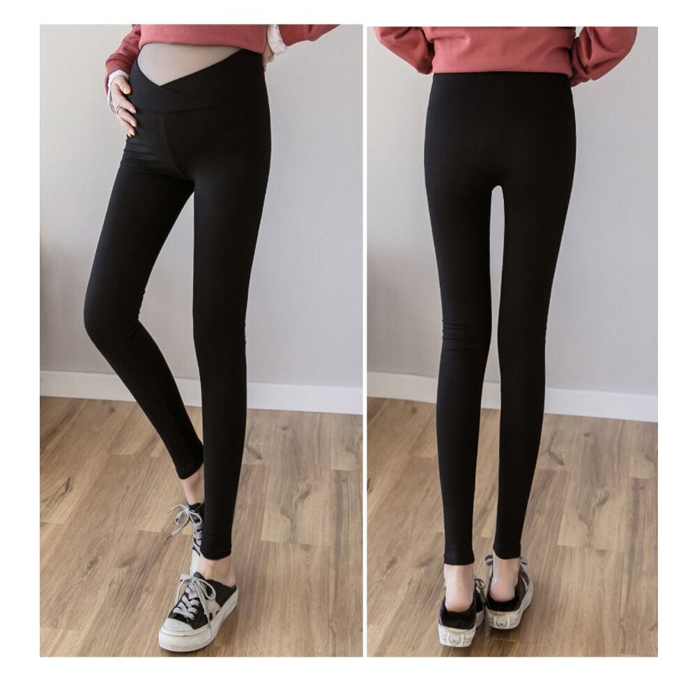 【P3002】 秋冬 加厚 磨毛  交叉 低腰 托腹褲 低腰 彈力 內搭褲 孕婦褲 孕婦裝-圖片-6