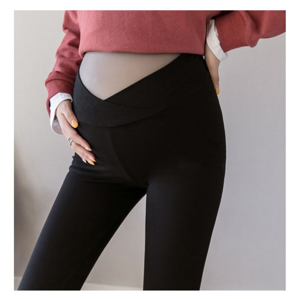 【P3002】 秋冬 加厚 磨毛  交叉 低腰 托腹褲 低腰 彈力 內搭褲 孕婦褲 孕婦裝-圖片-7