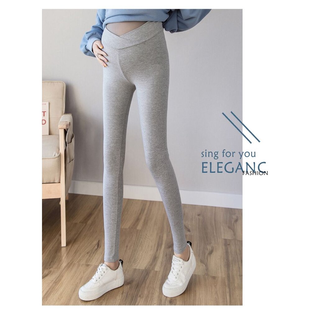 【P3002】 秋冬 加厚 磨毛  交叉 低腰 托腹褲 低腰 彈力 內搭褲 孕婦褲 孕婦裝-圖片-8