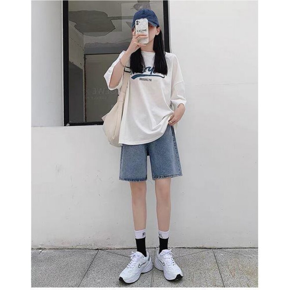 【P3253】 夏日 牛仔 五分褲 短褲 托腹褲  腰圍可調 孕婦 牛仔短褲 高腰 托腹 孕婦短褲 孕婦褲 韓系-圖片-2