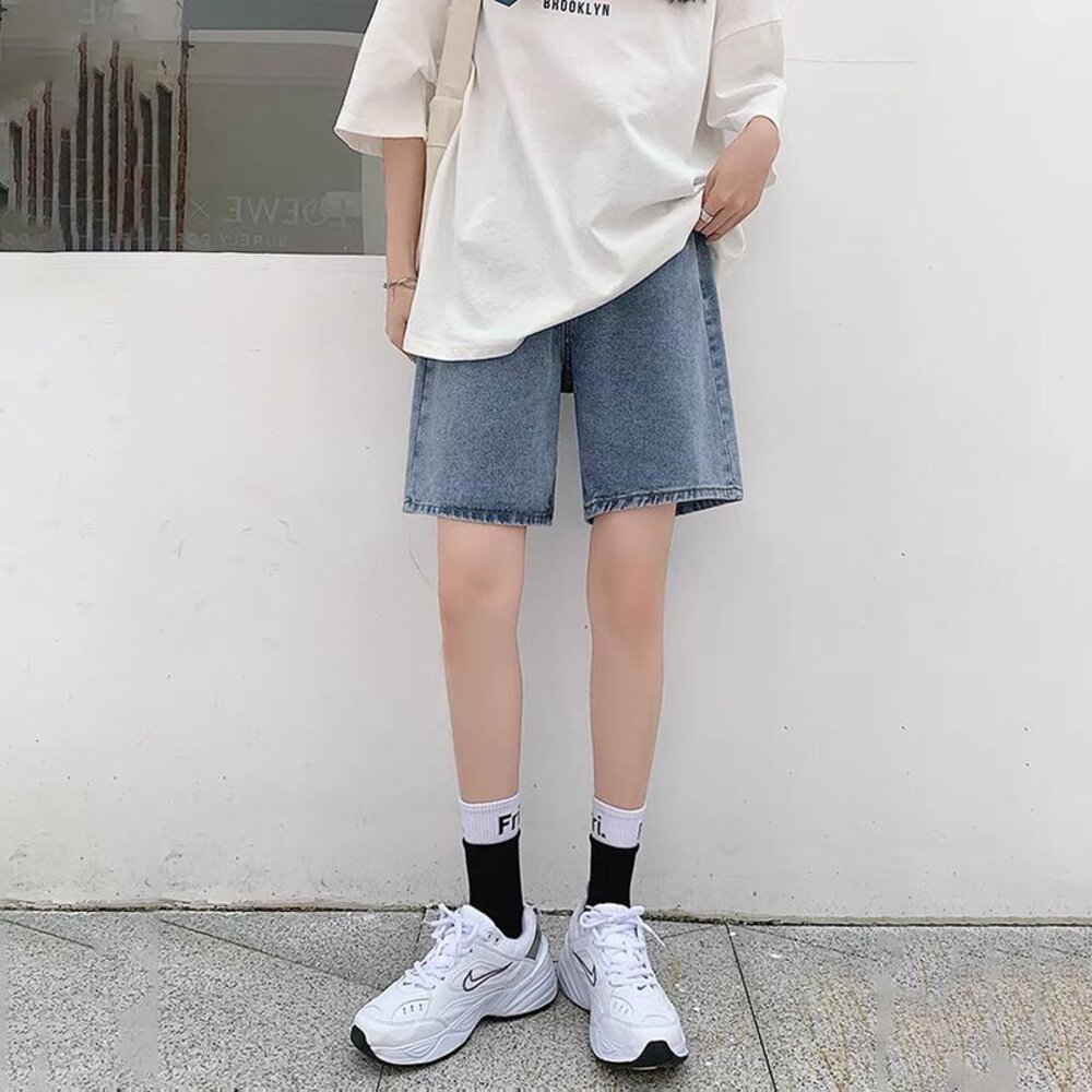 【P3253】 夏日 牛仔 五分褲 短褲 托腹褲  腰圍可調 孕婦 牛仔短褲 高腰 托腹 孕婦短褲 孕婦褲 韓系-圖片-3