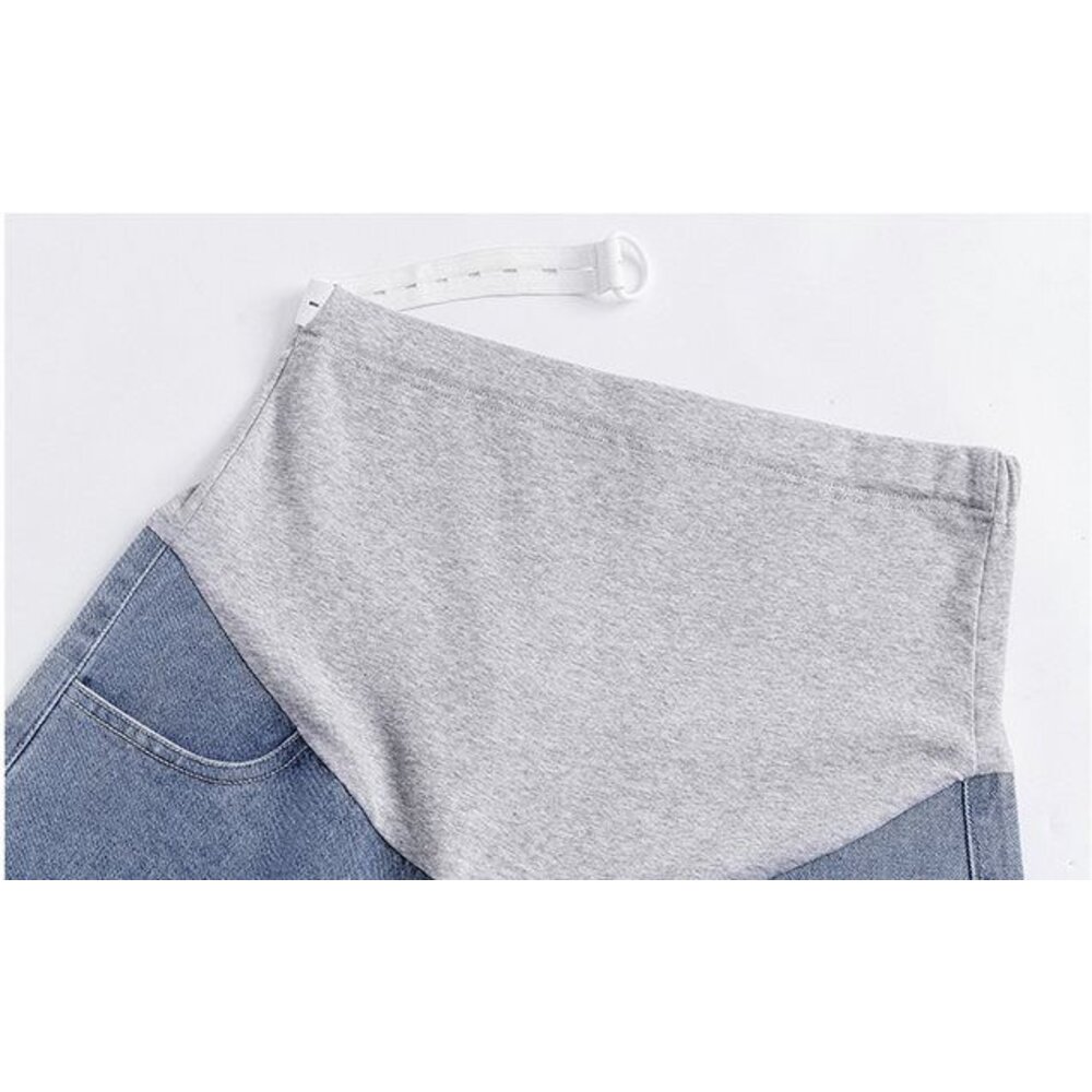 【P3253】 夏日 牛仔 五分褲 短褲 托腹褲  腰圍可調 孕婦 牛仔短褲 高腰 托腹 孕婦短褲 孕婦褲 韓系-圖片-4