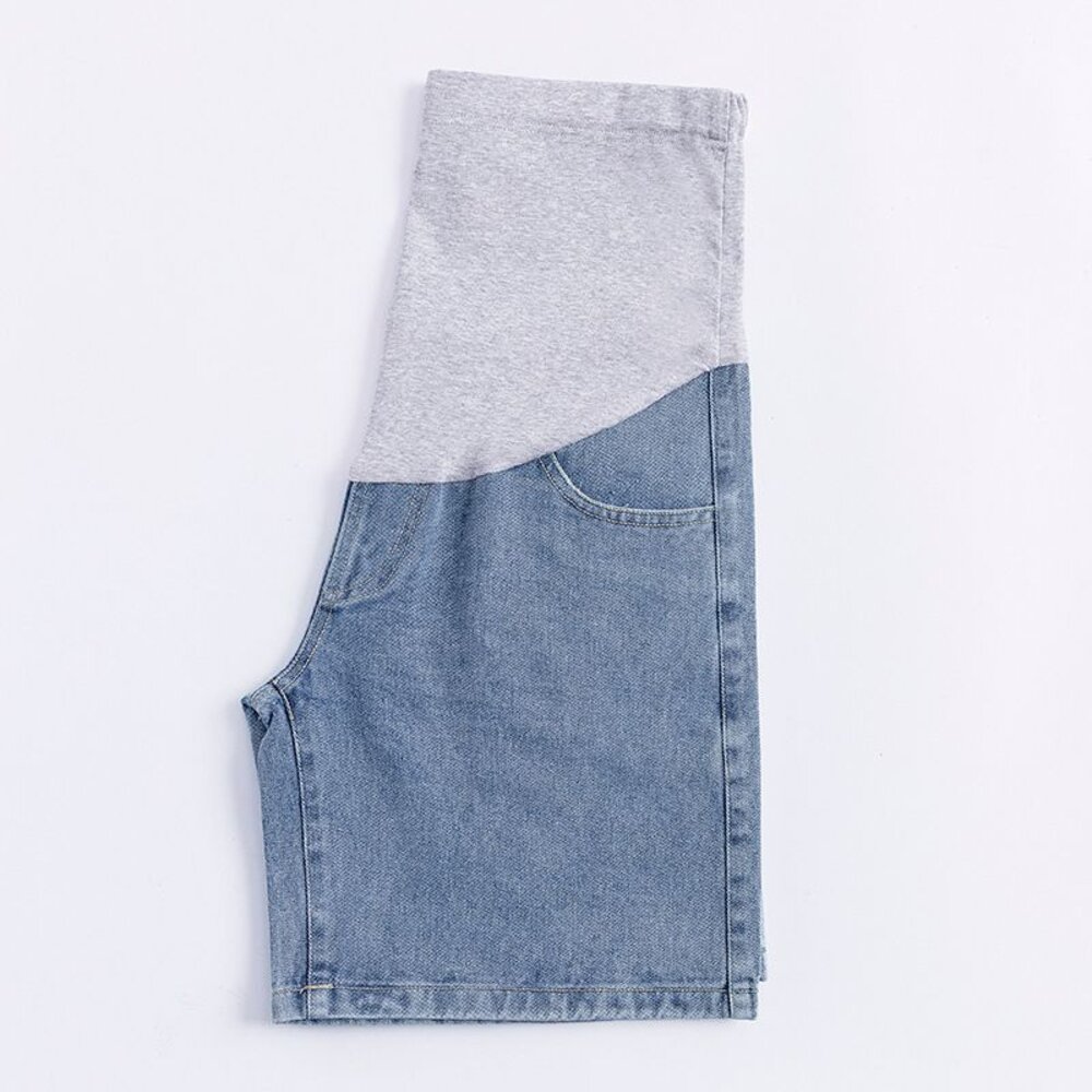 【P3253】 夏日 牛仔 五分褲 短褲 托腹褲  腰圍可調 孕婦 牛仔短褲 高腰 托腹 孕婦短褲 孕婦褲 韓系-圖片-5