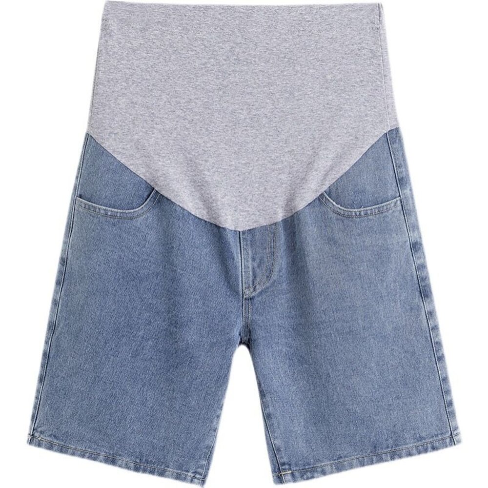 【P3253】 夏日 牛仔 五分褲 短褲 托腹褲  腰圍可調 孕婦 牛仔短褲 高腰 托腹 孕婦短褲 孕婦褲 韓系-圖片-6