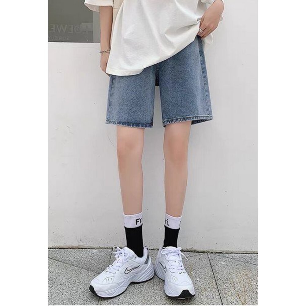 【P3253】 夏日 牛仔 五分褲 短褲 托腹褲  腰圍可調 孕婦 牛仔短褲 高腰 托腹 孕婦短褲 孕婦褲 韓系-圖片-8