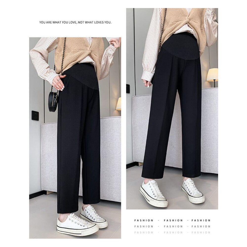 【P3260】  秋冬 韓系 直筒 烟管 孕婦 高腰 托腹褲 西裝褲 九分褲 哈倫褲 老爺褲-圖片-8