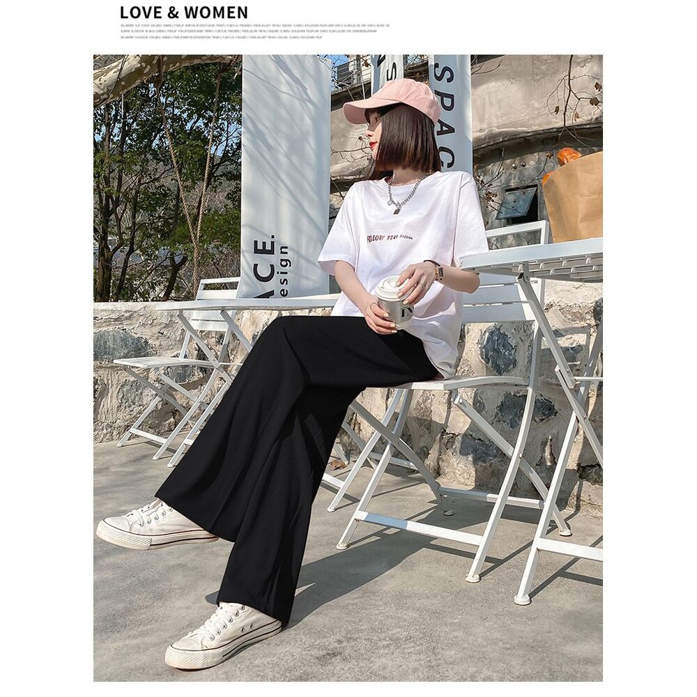 【P3396】 春夏 超舒爽 棉感 孕婦 寬褲 百搭 顯瘦 實拍 韓系 高腰 托腹褲 坑條-圖片-10