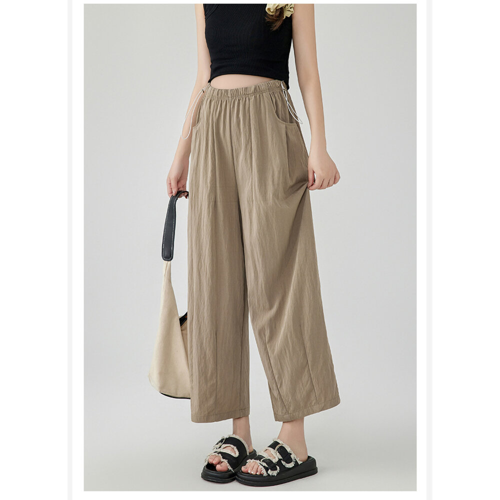 【P3554】 女裝 夏季 外穿 薄款 寬褲 不勒肚 腰圍調節 孕婦褲 寬鬆 九分褲 孕婦裝 加大尺碼-圖片-3