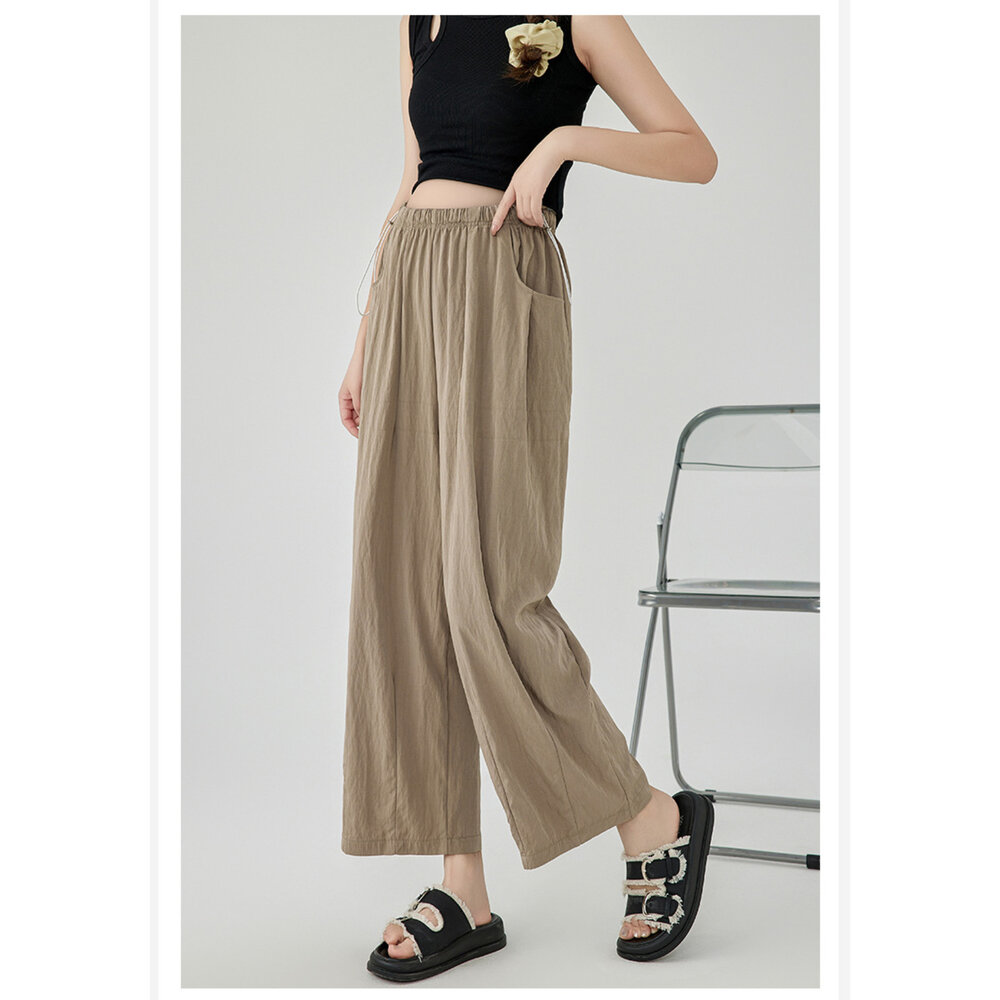 【P3554】 女裝 夏季 外穿 薄款 寬褲 不勒肚 腰圍調節 孕婦褲 寬鬆 九分褲 孕婦裝 加大尺碼-圖片-4