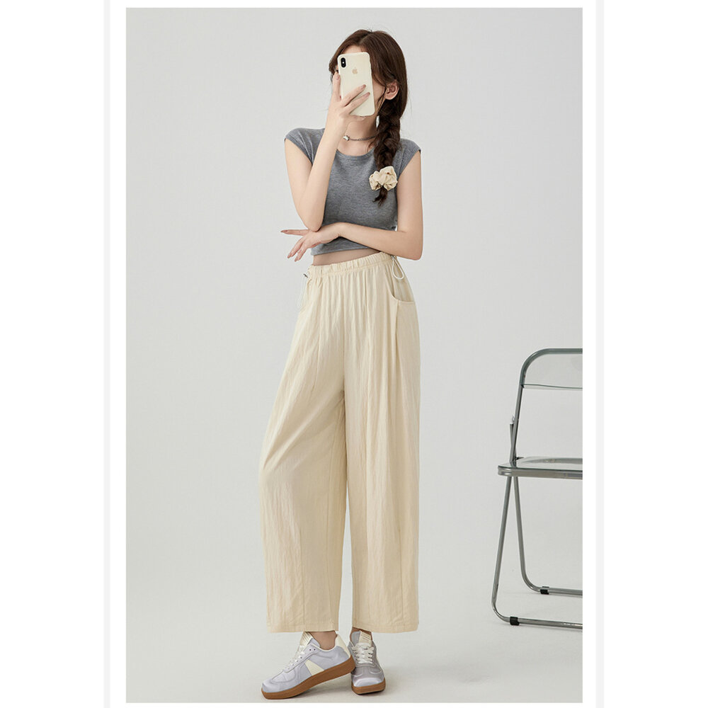 【P3554】 女裝 夏季 外穿 薄款 寬褲 不勒肚 腰圍調節 孕婦褲 寬鬆 九分褲 孕婦裝 加大尺碼-圖片-6