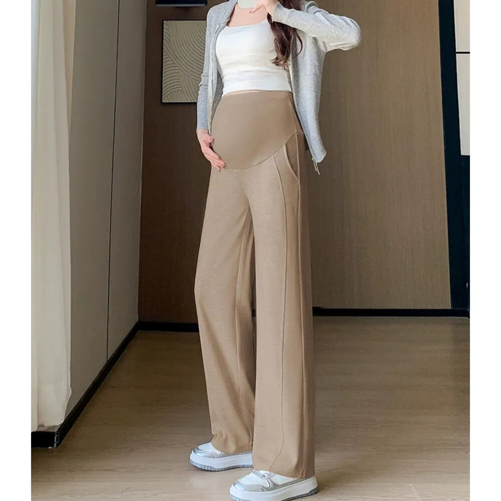 【P5120】 秋冬 加大尺碼 厚暖 棉質 直筒褲 運動 托腹褲 寬褲 闊腿褲 孕婦褲 高腰-圖片-2