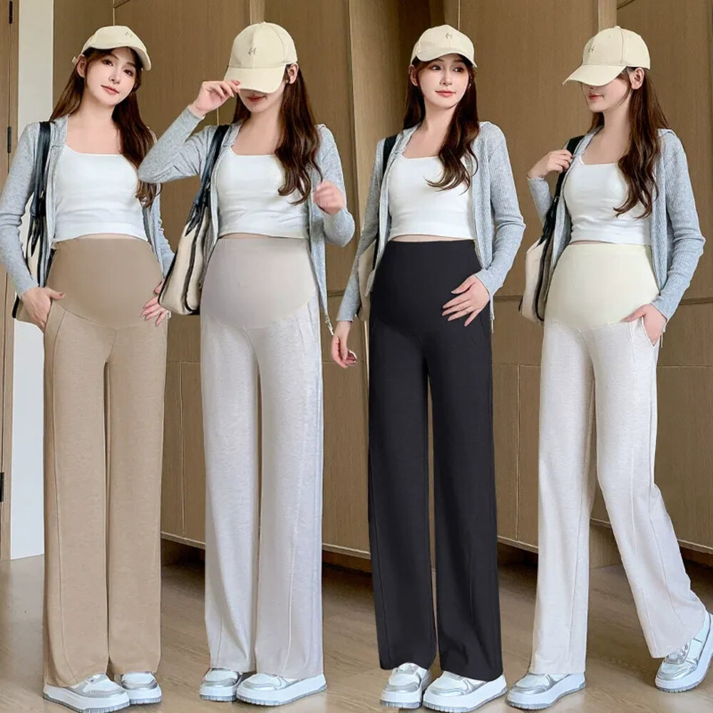 P5120-【P5120】 秋冬 加大尺碼 厚暖 棉質 直筒褲 運動 托腹褲 寬褲 闊腿褲 孕婦褲 高腰