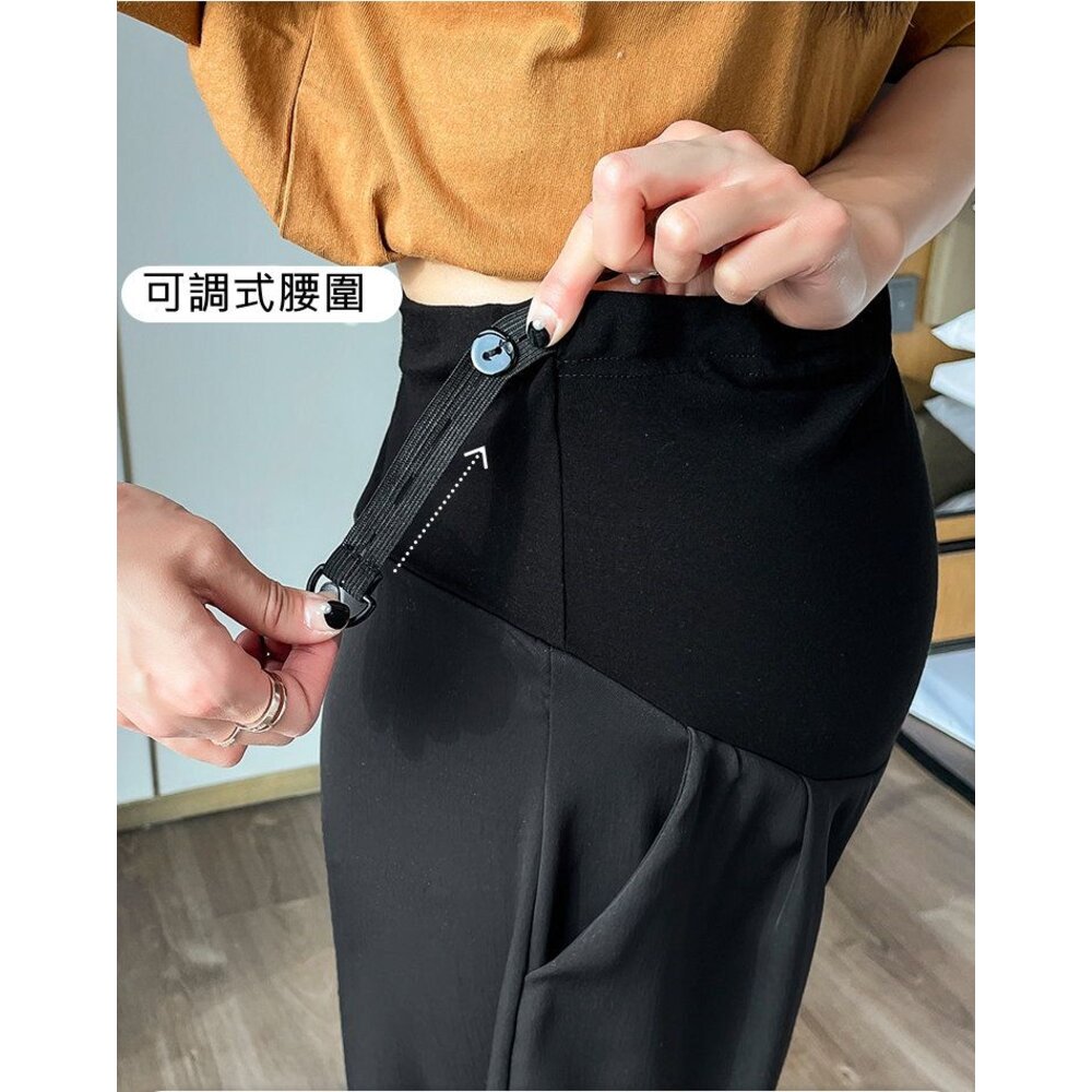 【P5222】 夏日 薄款 高腰 五分 直筒 寬鬆 五分褲 孕婦 西裝 短褲 韓系 實拍 高腰 孕婦短褲-圖片-2