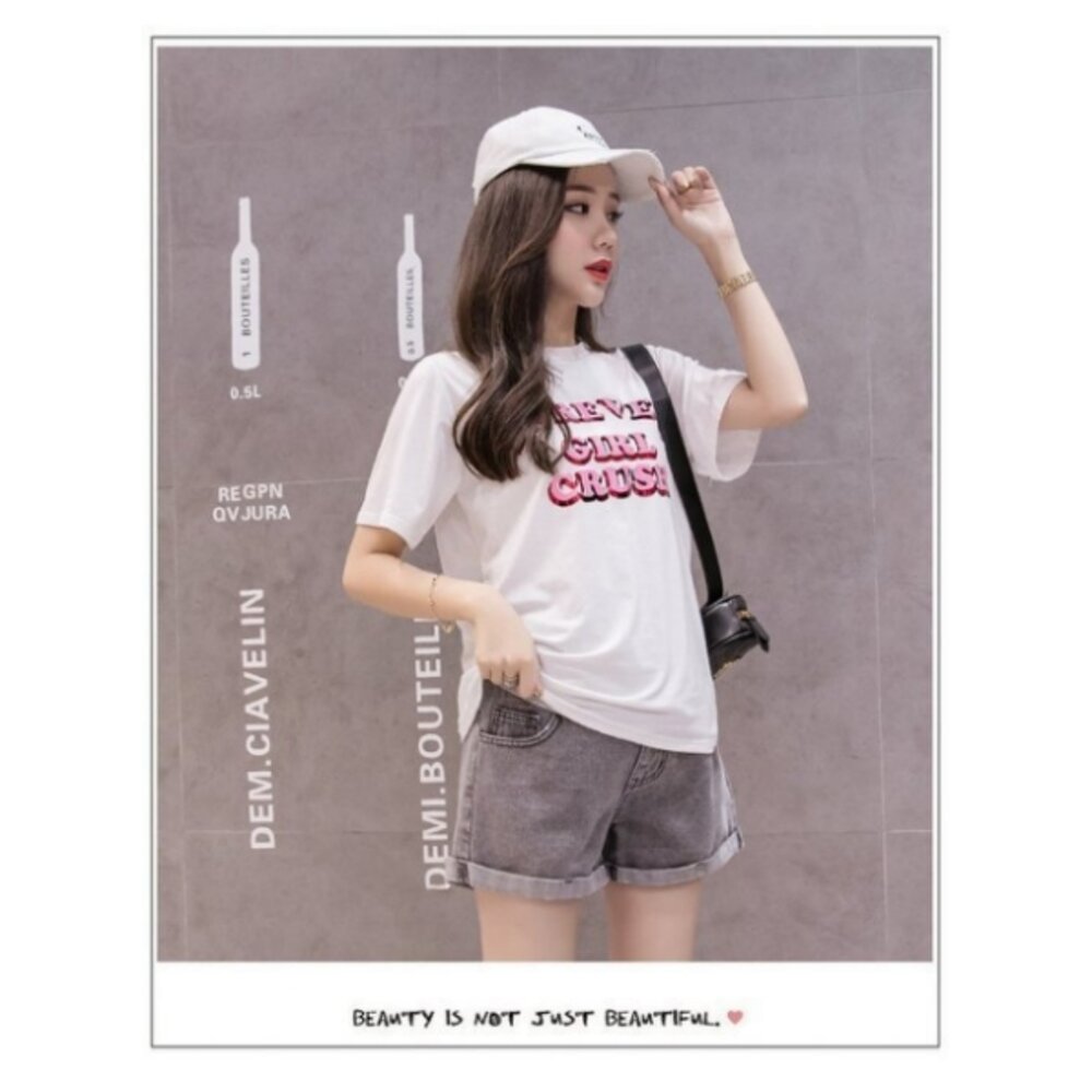 【P5387】 夏日 反摺 顯瘦 牛仔短褲 托腹短褲 孕婦托腹 短褲 韓系 牛仔 托腹 短褲-圖片-1