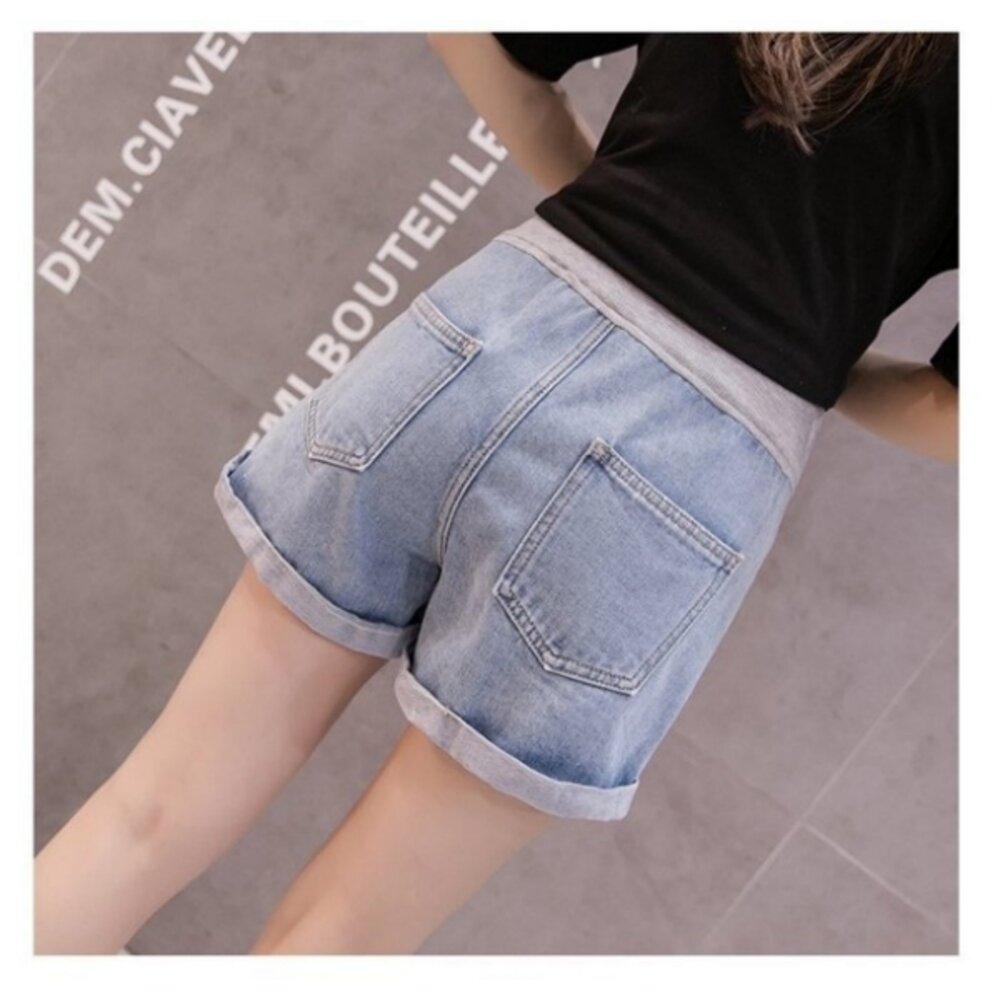 【P5387】 夏日 反摺 顯瘦 牛仔短褲 托腹短褲 孕婦托腹 短褲 韓系 牛仔 托腹 短褲-圖片-8