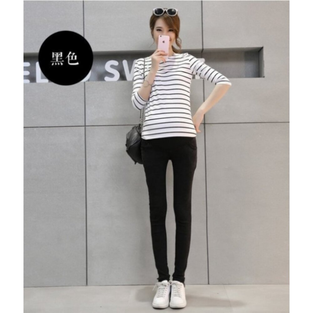 【P6312UK】 四季 彈力托腹褲 孕婦褲 高腰托腹 小腳褲 孕婦托腹褲 孕婦牛仔褲-圖片-8