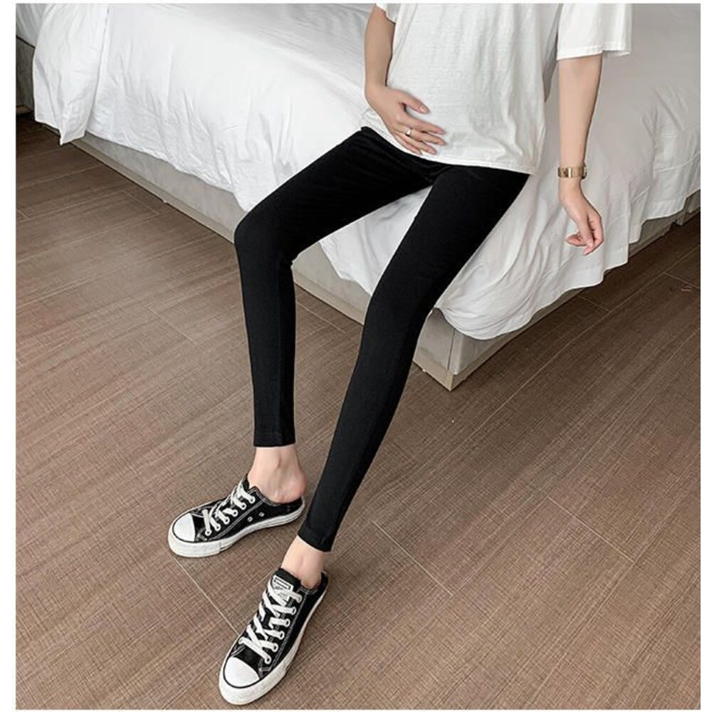 【P7216】 春秋 實拍 韓系 孕婦 高腰托腹褲 修身 鉛筆褲 可調節 腰圍 孕婦 九分褲 長褲-圖片-6