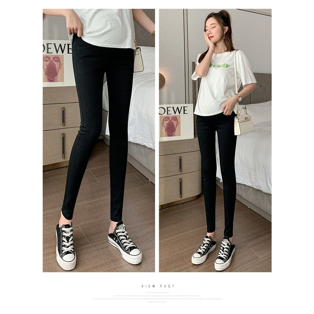 【P7216】 春秋 實拍 韓系 孕婦 高腰托腹褲 修身 鉛筆褲 可調節 腰圍 孕婦 九分褲 長褲-圖片-8