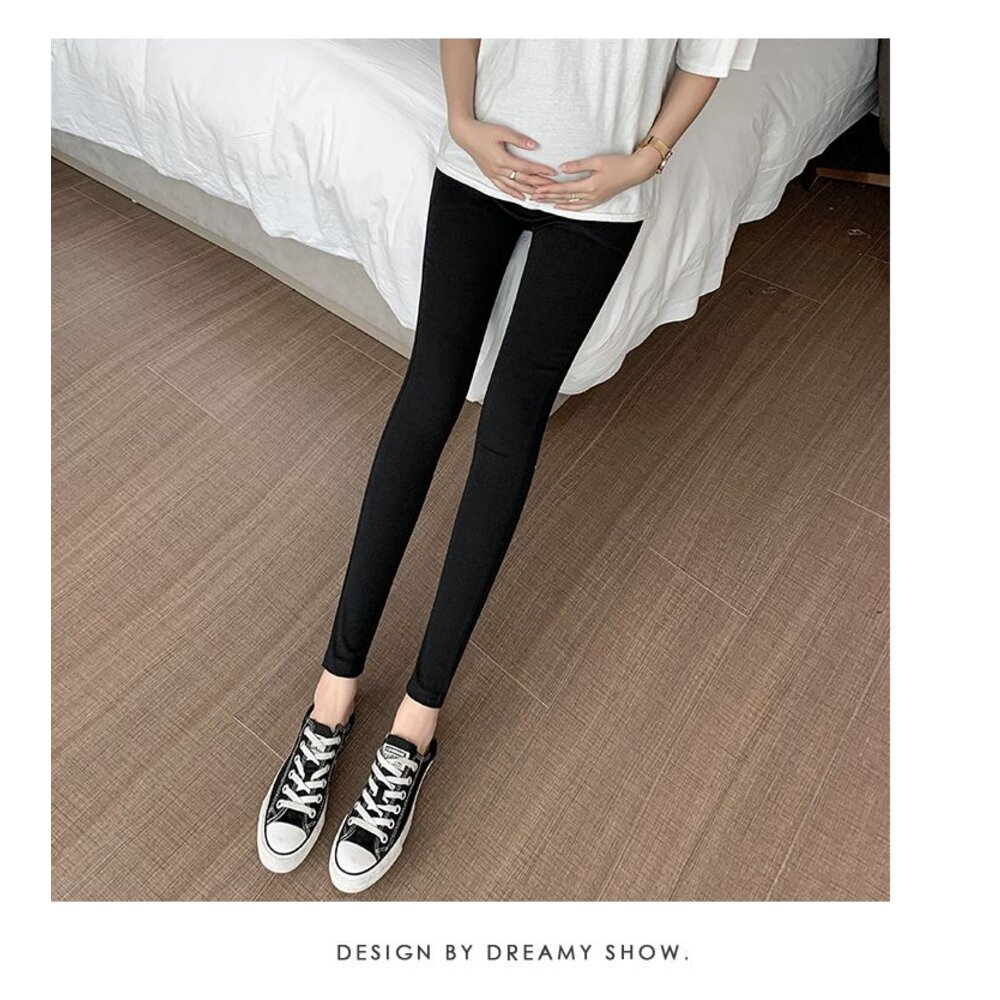 【P7216】 春秋 實拍 韓系 孕婦 高腰托腹褲 修身 鉛筆褲 可調節 腰圍 孕婦 九分褲 長褲-圖片-9