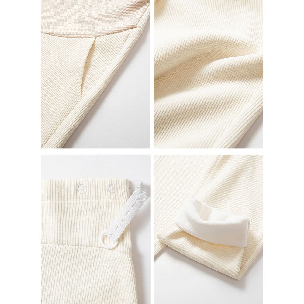 【P7306】秋冬 保暖燈芯絨 孕婦 老爺褲 高腰 九分褲 寬鬆 托腹褲 韓系 實拍-圖片-8