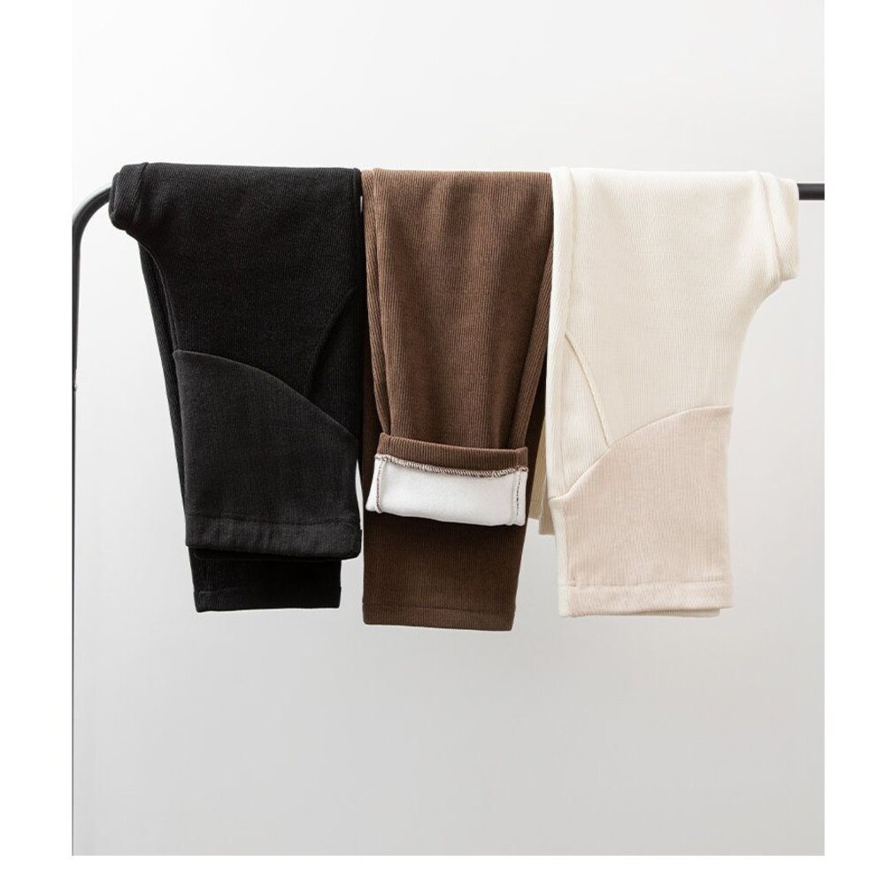 【P7307】秋冬 加厚 加絨 孕婦 老爺褲 高腰 九分褲 寬鬆 托腹褲 韓系 實拍-圖片-8