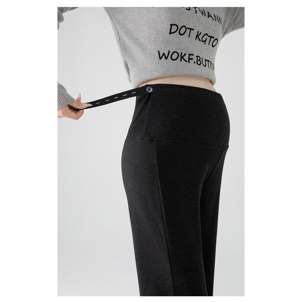 【P7375】 秋意 舒柔 親膚 喇叭褲 高腰 無感托腹 寬褲 托腹褲 孕婦 實拍-圖片-3