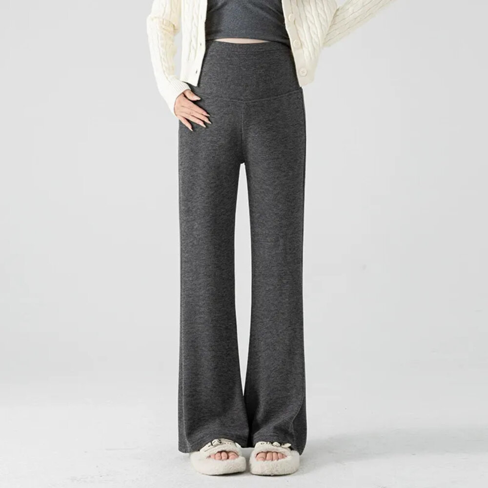 【P7375】 可隨孕期作調整 舒柔 親膚 喇叭褲 高腰 寬褲 托腹褲 孕婦褲 實拍-圖片-5