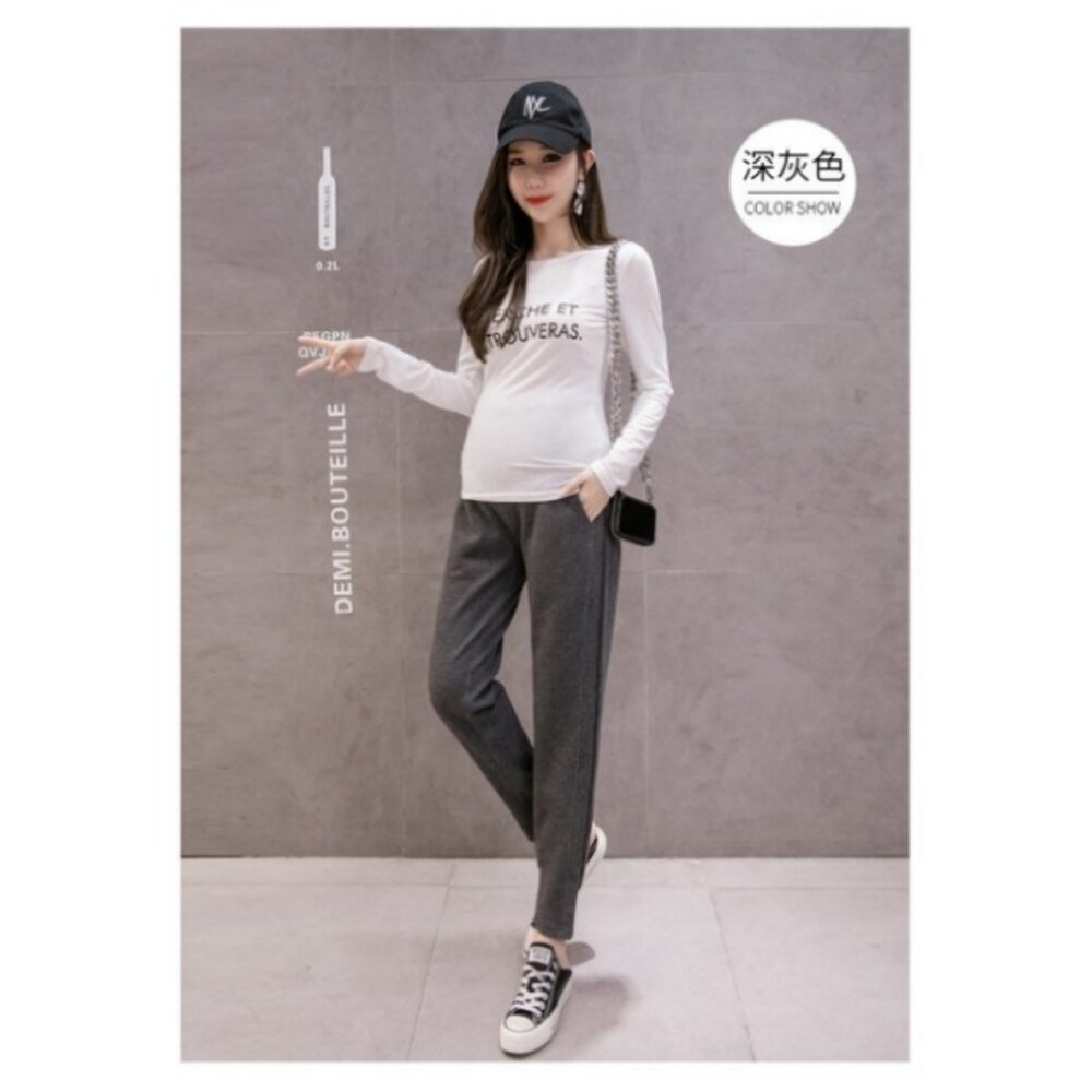 【P7921】秋冬保暖 厚棉 保暖 孕婦長褲 運動褲 束口褲 休閒褲 托腹褲 縮口褲 孕婦褲 加大尺碼 M-4XL-圖片-4