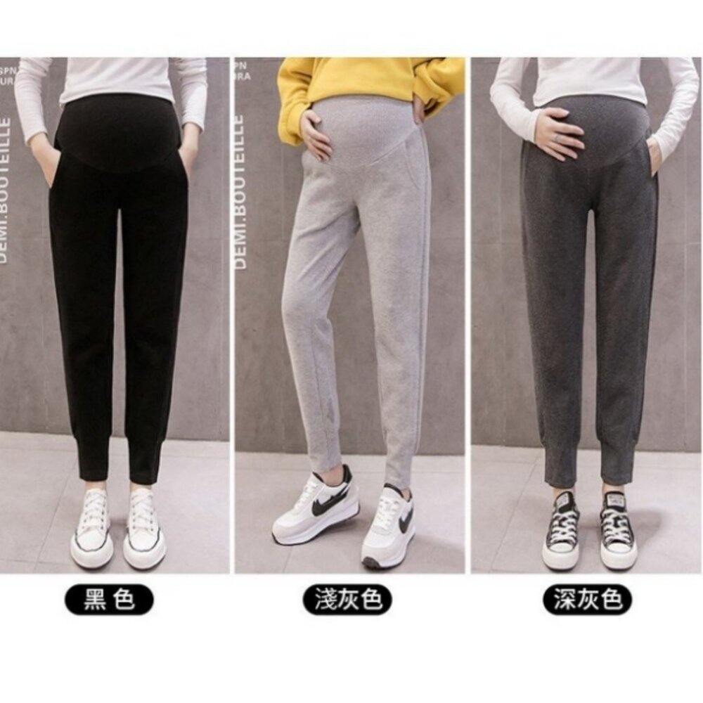 【P7921】秋冬保暖 厚棉 保暖 孕婦長褲 運動褲 束口褲 休閒褲 托腹褲 縮口褲 孕婦褲 加大尺碼 M-4XL-圖片-7