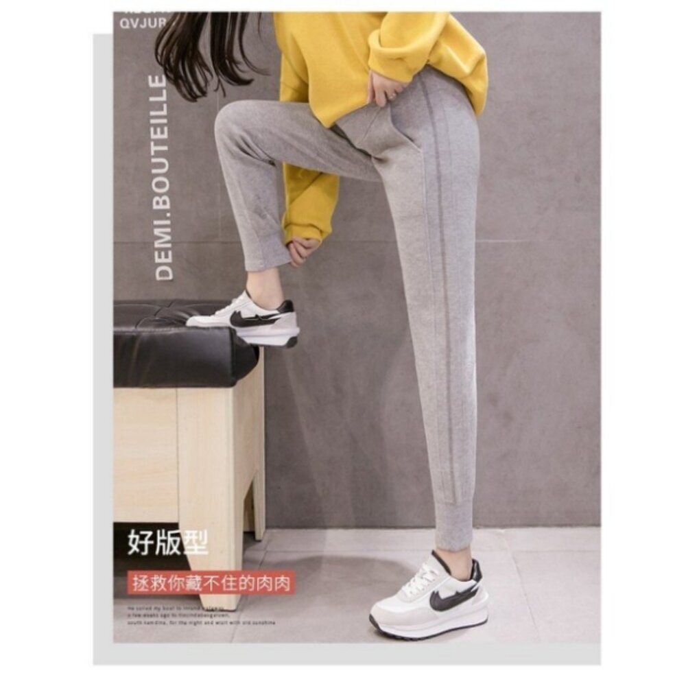 【P7921】秋冬保暖 厚棉 保暖 孕婦長褲 運動褲 束口褲 休閒褲 托腹褲 縮口褲 孕婦褲 加大尺碼 M-4XL-圖片-8