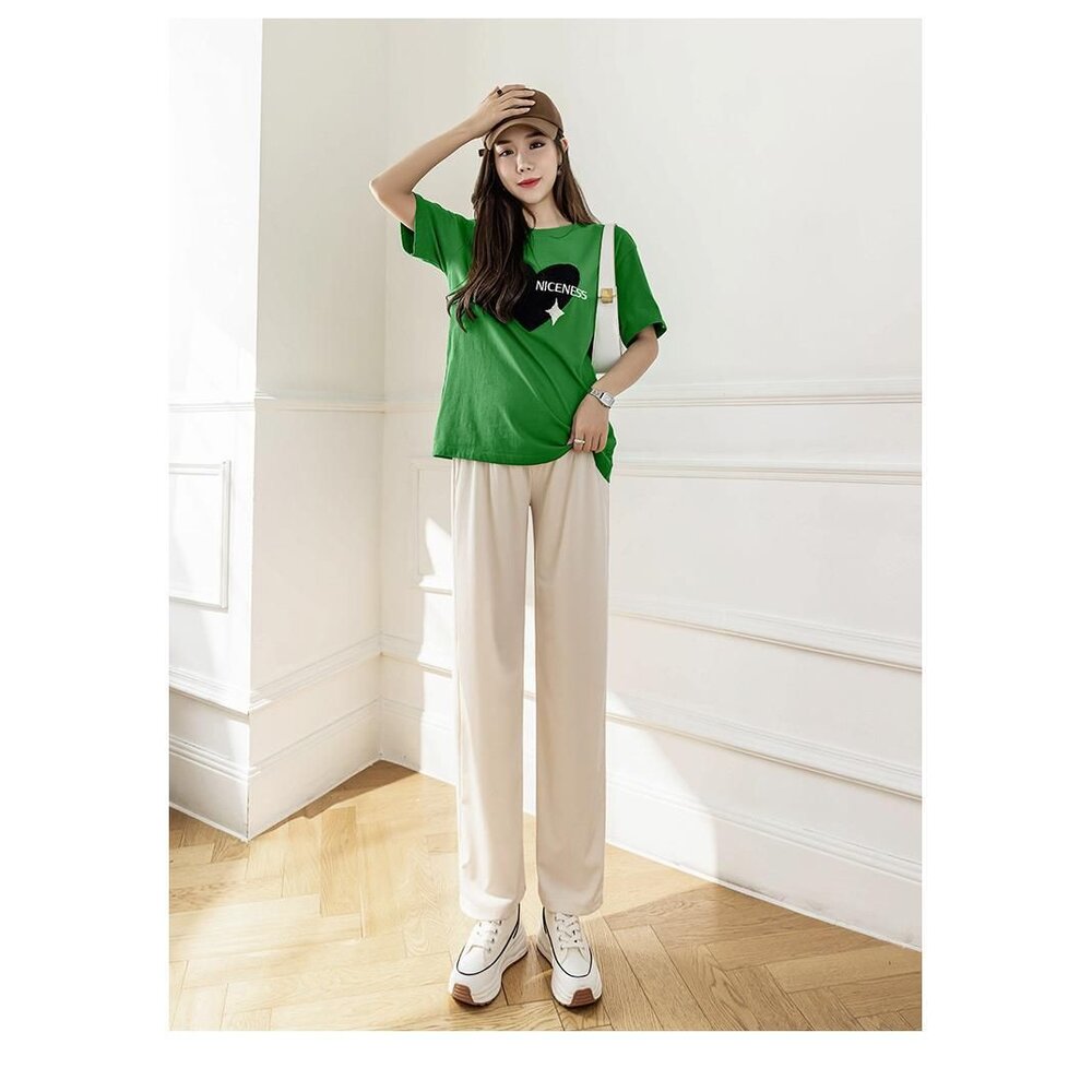 【P8221】夏日 薄款 孕婦 冰絲 寬褲 寬鬆 高腰 托腹褲 托腹寬褲 韓系 實拍 垂感 直筒褲 運動褲 防蚊褲-圖片-10