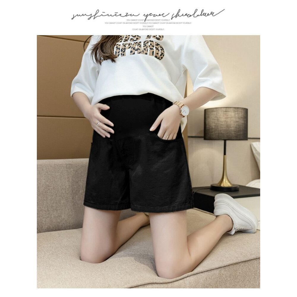 【P8309】 夏日 托腹休閒短褲 高腰 托腹褲 孕婦短褲 牛仔布 孕婦褲 孕婦 實拍-圖片-3