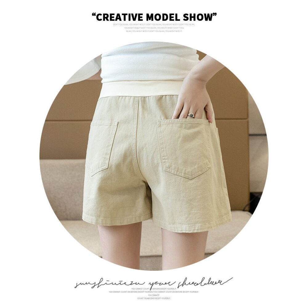 【P8309】 夏日 托腹休閒短褲 高腰 托腹褲 孕婦短褲 牛仔布 孕婦褲 孕婦 實拍-圖片-7