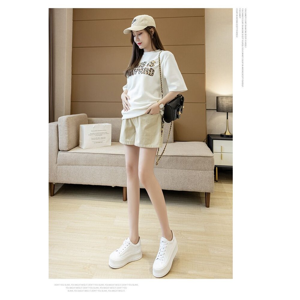 【P8309】 夏日 托腹休閒短褲 高腰 托腹褲 孕婦短褲 牛仔布 孕婦褲 孕婦 實拍-圖片-9