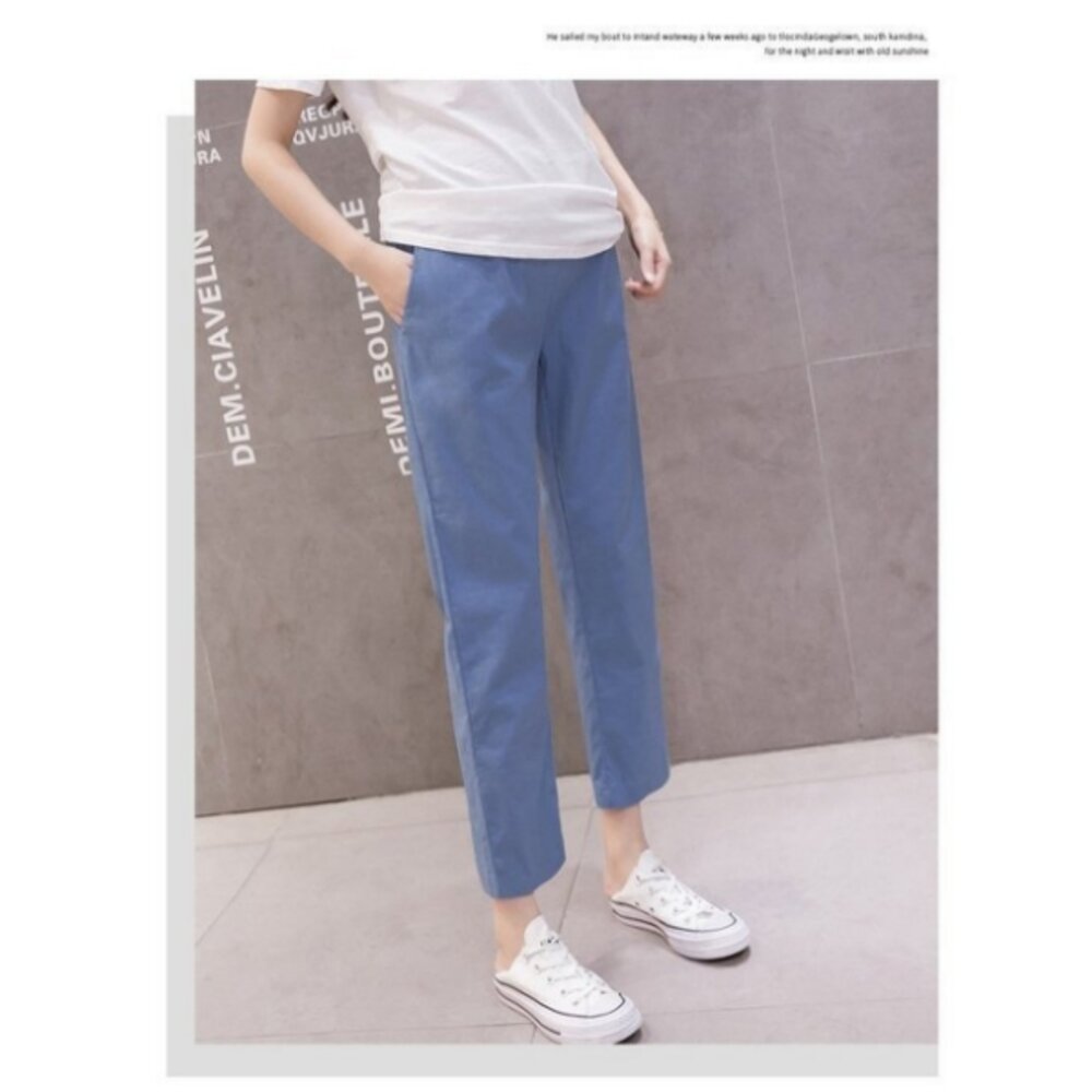 【P9002】 春夏 棉麻孕婦褲 孕婦裝 孕婦托腹褲 純色 九分褲 哈倫褲 老爺褲-圖片-3