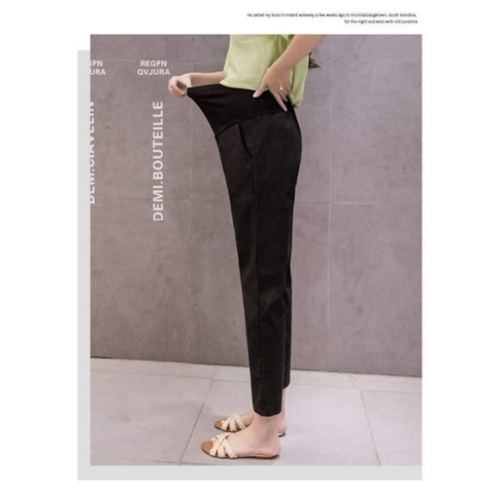 【P9002】 春夏 棉麻孕婦褲 孕婦裝 孕婦托腹褲 純色 九分褲 哈倫褲 老爺褲-圖片-9