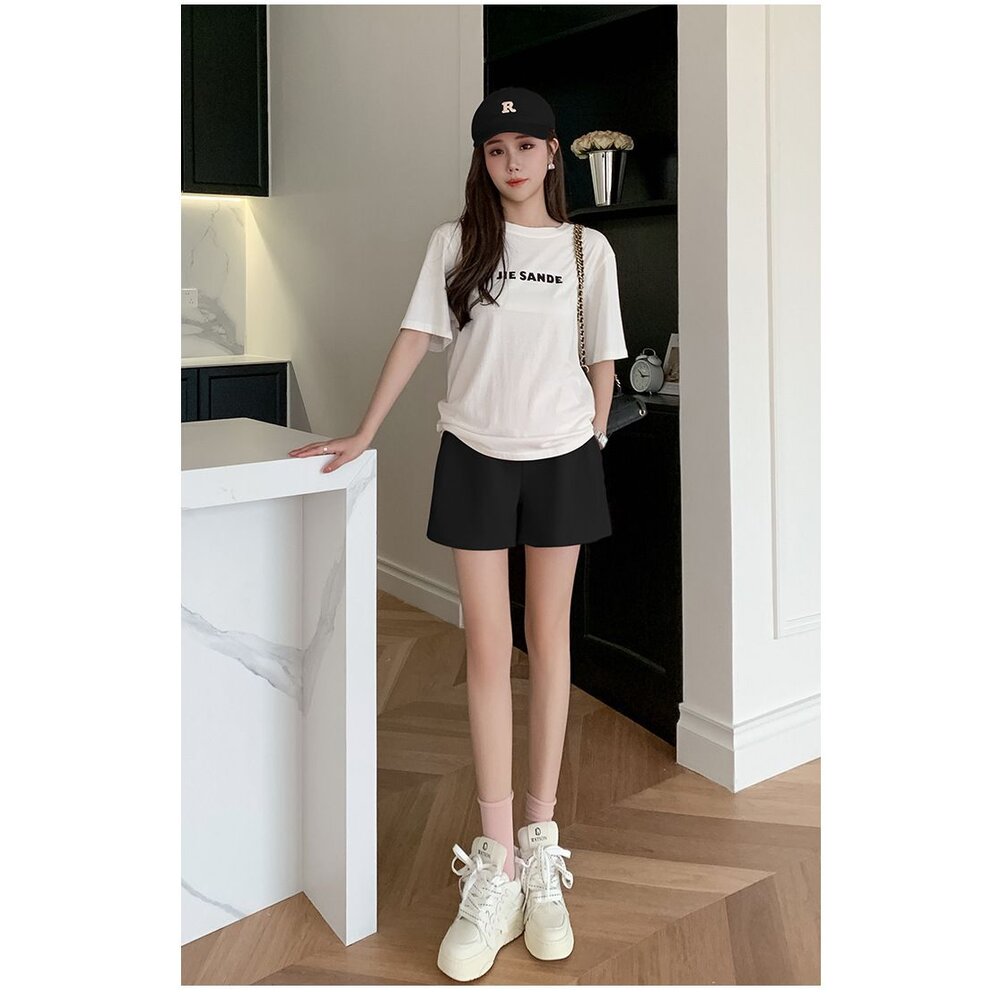 【P9257】 夏日 韓系 彈力棉質 托腹短褲 純色 高腰 托腹褲 孕婦短褲 孕婦裝 孕婦褲 孕婦-圖片-1