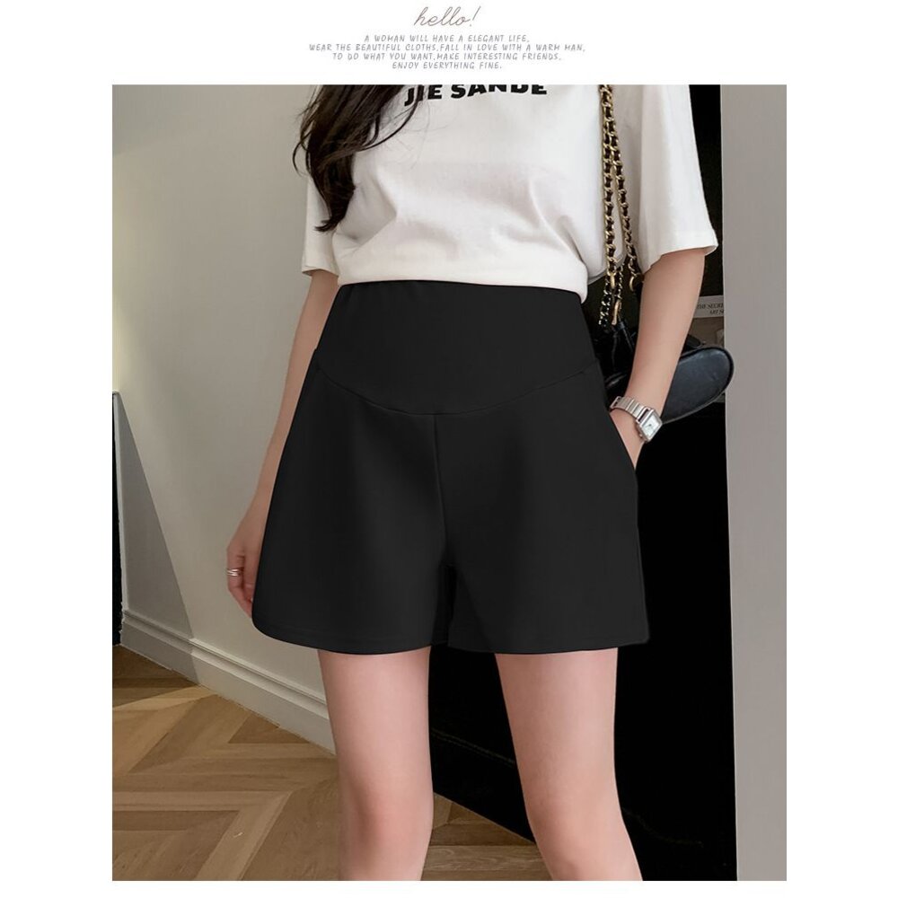 【P9257】 夏日 韓系 彈力棉質 托腹短褲 純色 高腰 托腹褲 孕婦短褲 孕婦裝 孕婦褲 孕婦-圖片-9