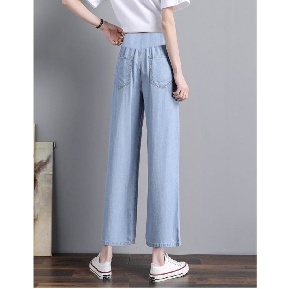 【P9261】 夏日 超薄 彈力 天絲牛仔棉 牛仔 爽滑 孕婦牛仔褲 牛仔托腹褲 休閒 寬鬆 孕婦褲-圖片-7