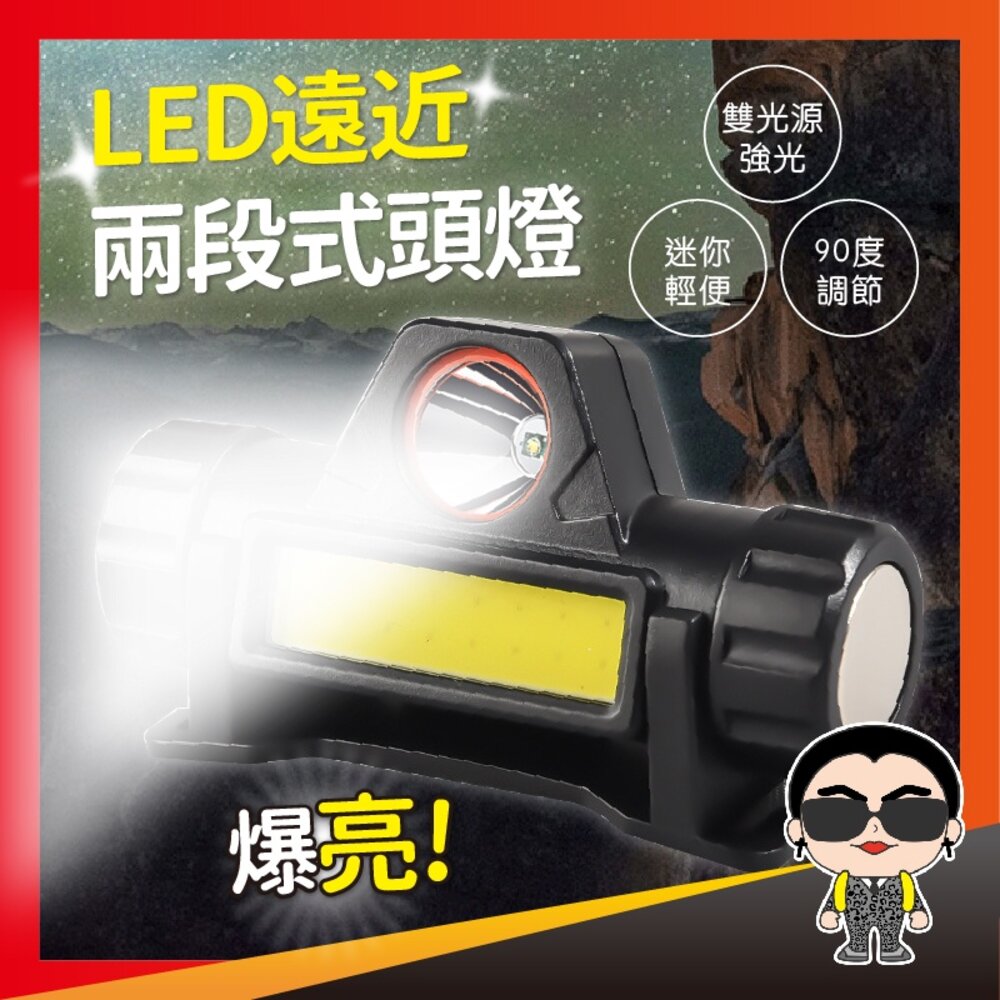 16825689630-出清 LED遠近兩段式頭燈 登山頭燈 頭燈 釣魚頭燈 修車工作燈 維修頭燈 工作燈 爆亮頭燈 外出必備 歐文購物