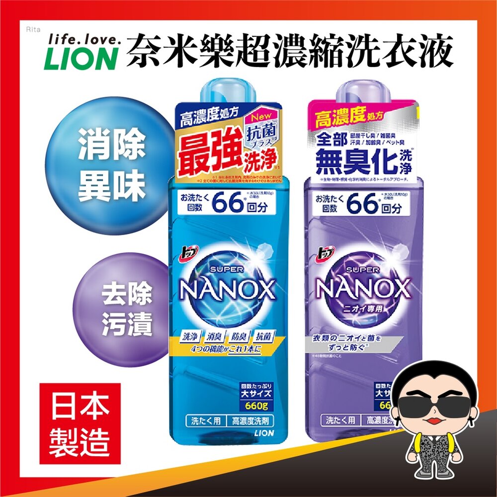 21047302396-【正日貨！境內版】獅王 奈米樂超濃縮洗衣液 LION NANOX 超濃縮洗衣精 洗衣 洗衣液 衣物清潔 歐文購物