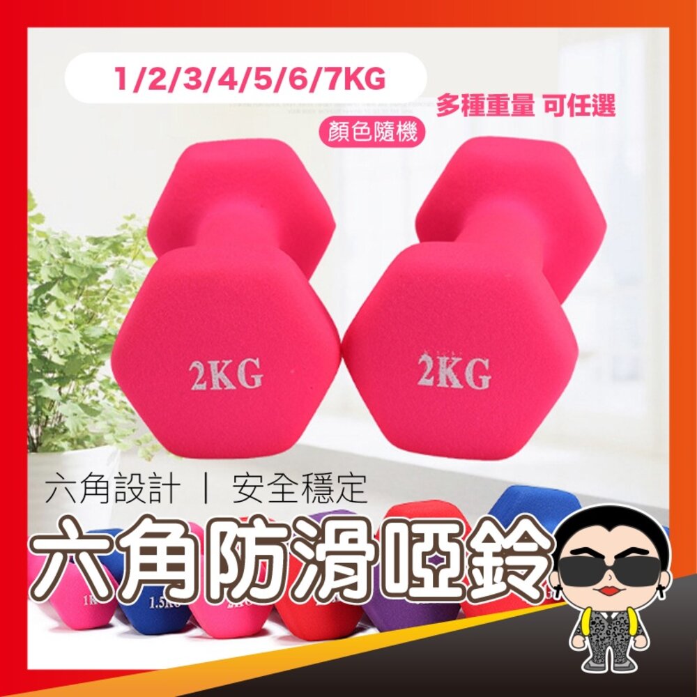 9475372972-【出清】6KG 六角防滑啞鈴 彩色鑄鐵六角啞鈴 重量訓練 健身 塑身啞鈴 肌力訓練 六角固定啞鈴 歐文購物