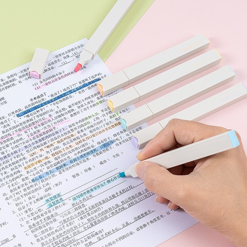 002500-螢光筆 瑩光筆 6色 護眼 軟頭 莫蘭迪 淡色系螢光筆 學生 辦公筆記 文具 淺色螢光筆 記號筆 筆記神器