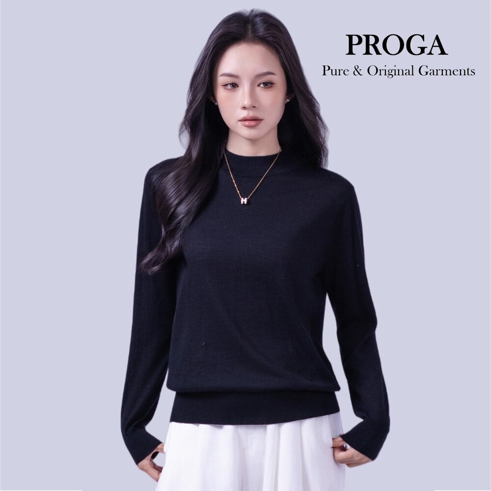 PG25004 100%純美麗諾羊毛 小立領針織長袖毛衣女 16針細柔款(5色)透氣保暖 抗菌防臭-圖片-2