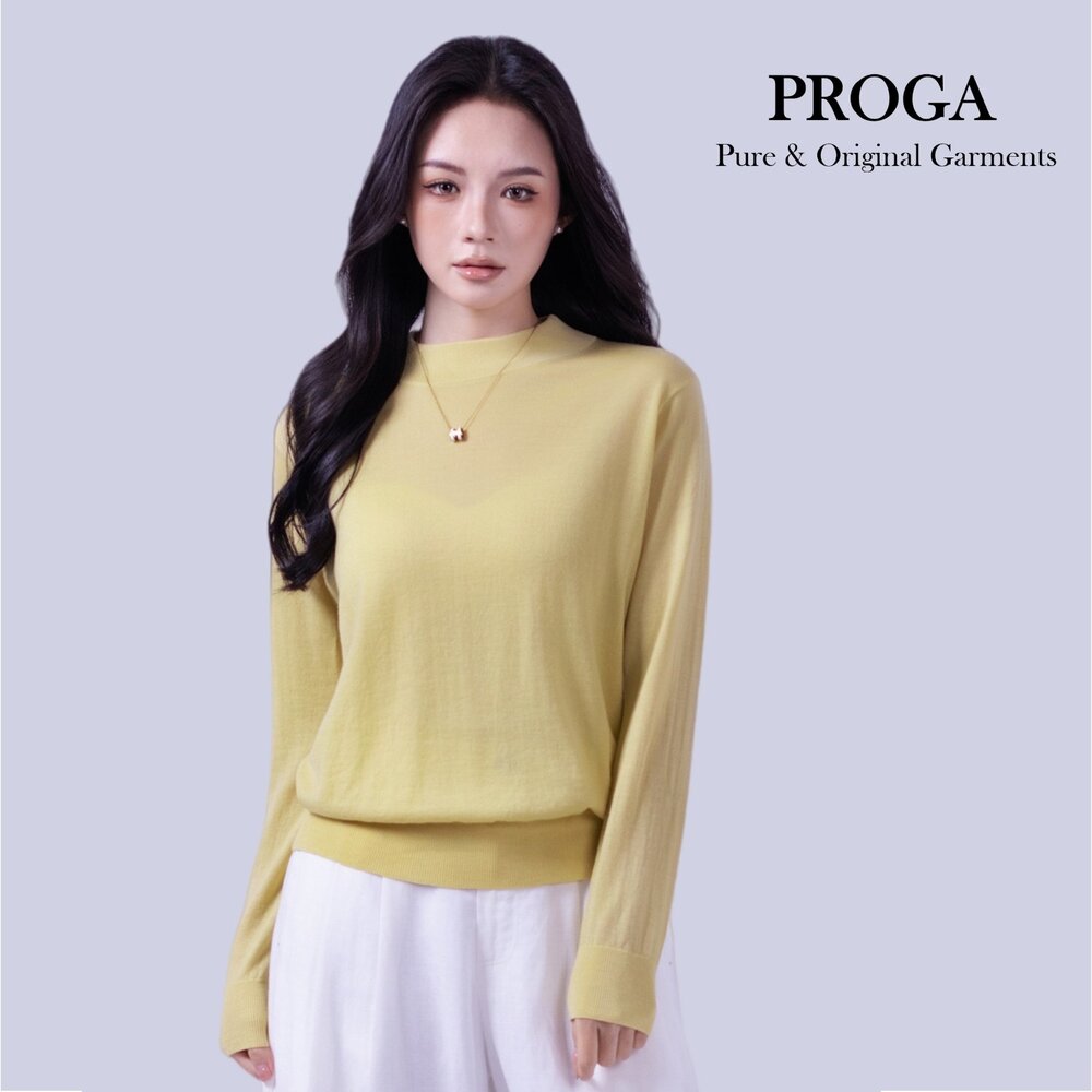 PG25004 100%純美麗諾羊毛 小立領針織長袖毛衣女 16針細柔款(5色)透氣保暖 抗菌防臭-圖片-4