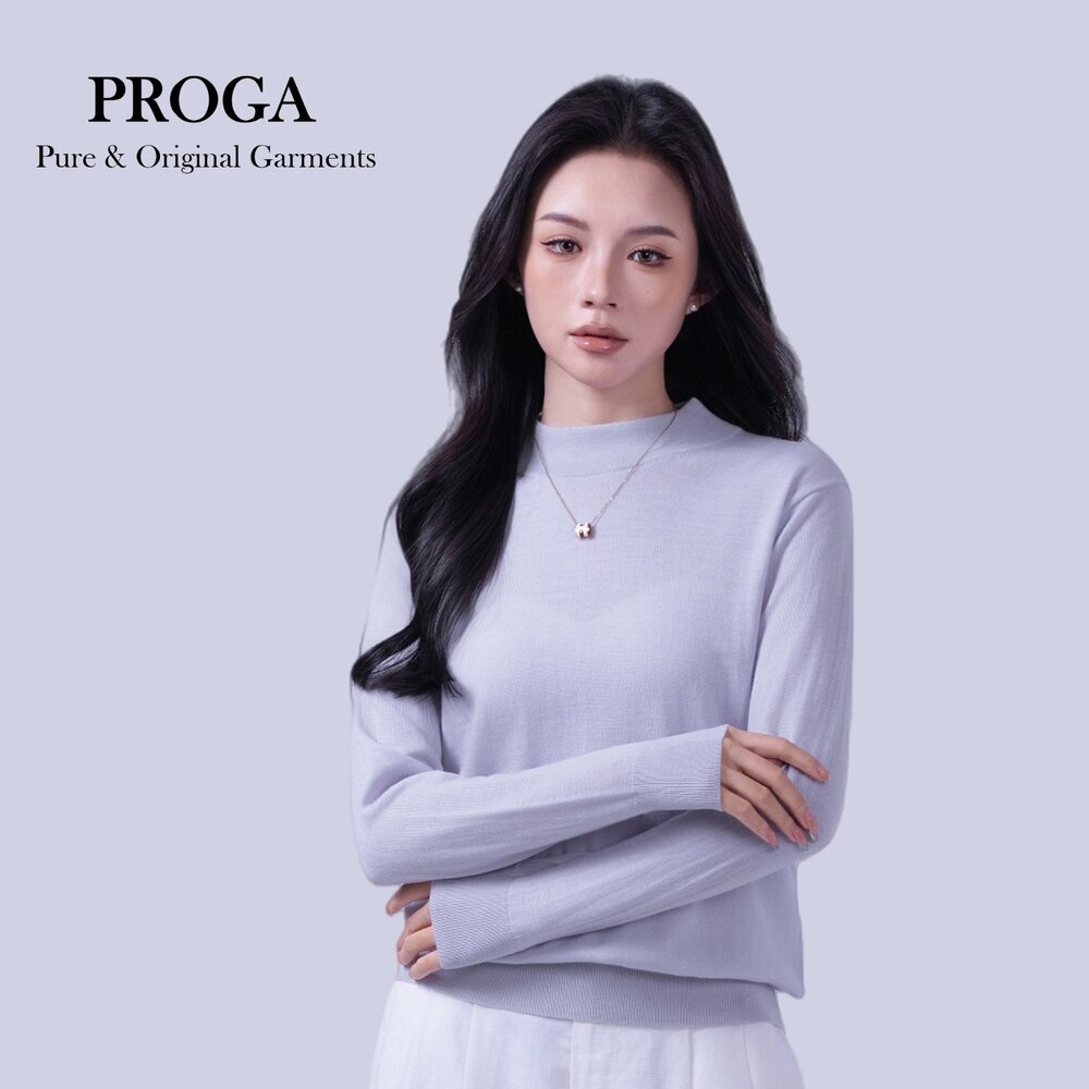 PG25004 100%純美麗諾羊毛 小立領針織長袖毛衣女 16針細柔款(5色)透氣保暖 抗菌防臭-圖片-5