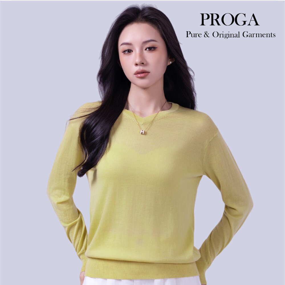 PG25024 100%純美麗諾羊毛 V領針織長袖毛衣女 16針細柔款(6色) 透氣保暖 抗菌防臭-圖片-6