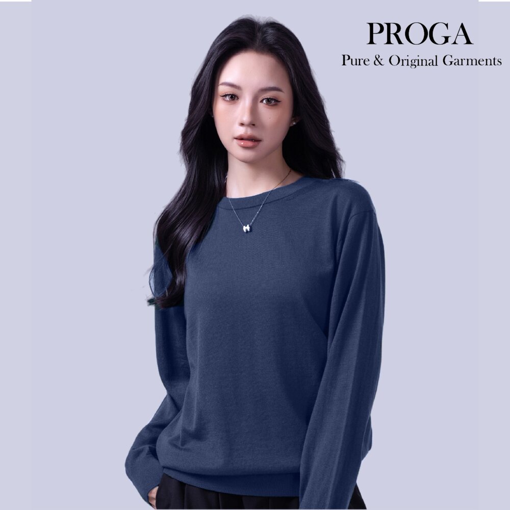 PG25042 100%純美麗諾羊毛 圓領針織長袖日系毛衣男款女著 16針細柔款(4色) 透氣保暖 抗菌防臭-圖片-3