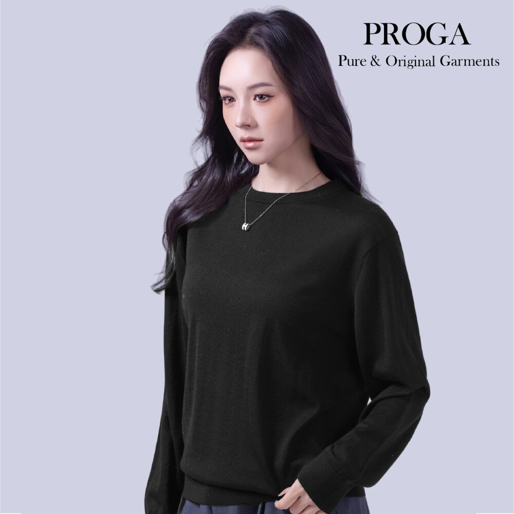 PG25042 100%純美麗諾羊毛 圓領針織長袖日系毛衣男款女著 16針細柔款(4色) 透氣保暖 抗菌防臭-圖片-4