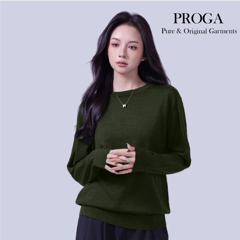 PG25042 100%純美麗諾羊毛 圓領針織長袖日系毛衣男款女著 16針細柔款(4色) 透氣保暖 抗菌防臭-圖片-5